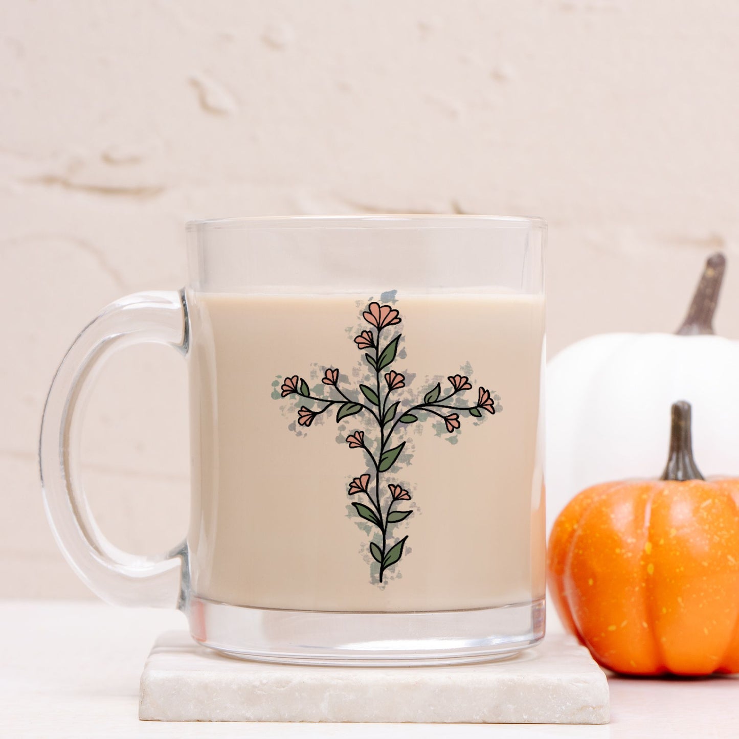 Flower Cross | Glass Mug