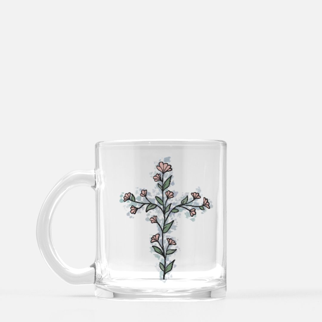 Flower Cross | Glass Mug